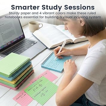 Koogel Spiral Index Cards, 3x5 Lined, 400 Count, Flashcards for Studying | College Ruled, Waterproof Cover, Tear-Off with Rings, Note-Taking, Spiral Binding, School Office supplies, Back to School