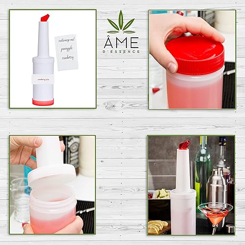 Miniatura 5 de AME D'ESSENCE Juego de 6 recipientes para botellas Store N Pour con boquilla Flow-N-Stow para jugo de fruta y licor, botellas de 1 cuarto de galón,