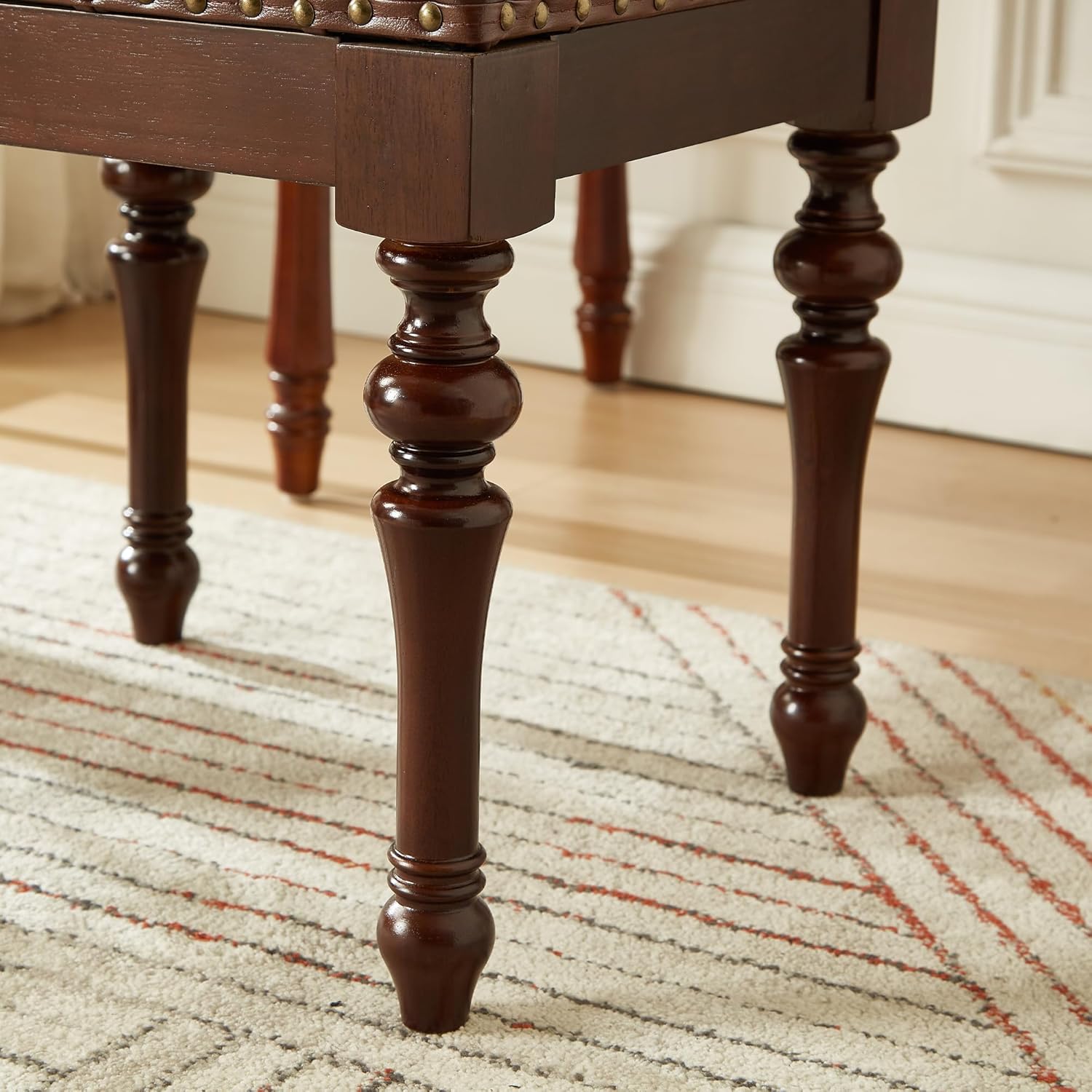 Vanity Bench with Nail Trim, Piano Bench, Desk Stool with Microfiber Leather Upholstered Stool for Bedrooms, Dinning Room, Cloakroom, Piano Room