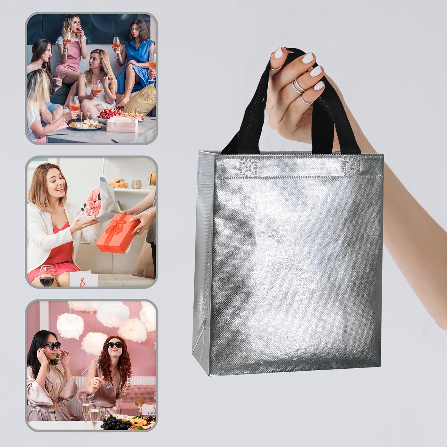 BLEWINDZ 100 Medium Reusable Gift Bags with Handles - Ideal Party Favors & Shopping Bags (10 Colors) - Image 2