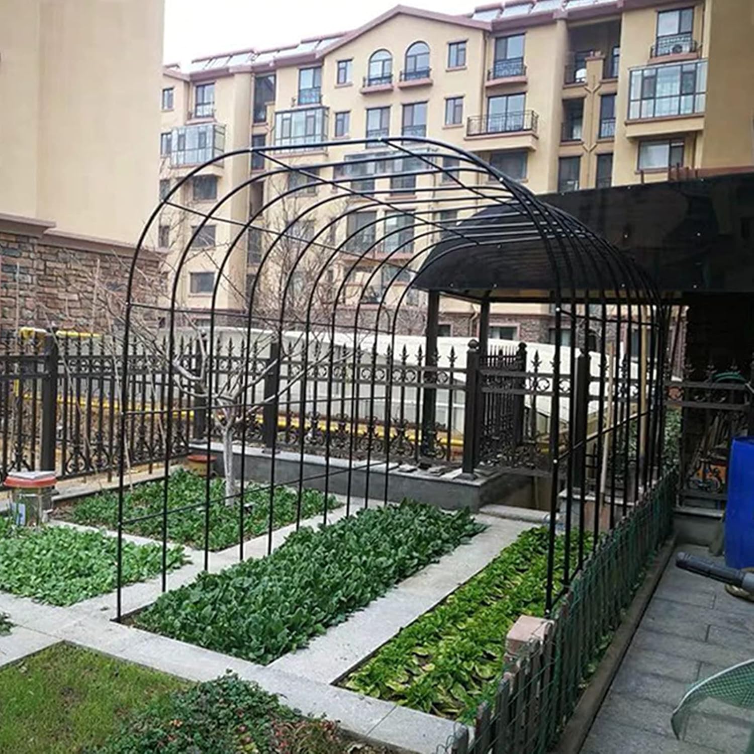 Metal Garden Arch,Rose Arch for Climbing Plants,Arbors Pergolas,with Base,Trellis,Weatherproof/Free-Standing,Lawn Garden,Easy to Assemble,Black,White,Dark Green