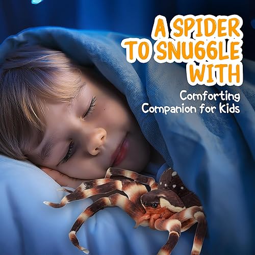 Miniatura 5 de Juguete de araña de peluche de 8 pulgadas, animal de peluche de araña para encender imaginaciones, juguetes de araña realistas suaves y seguros para