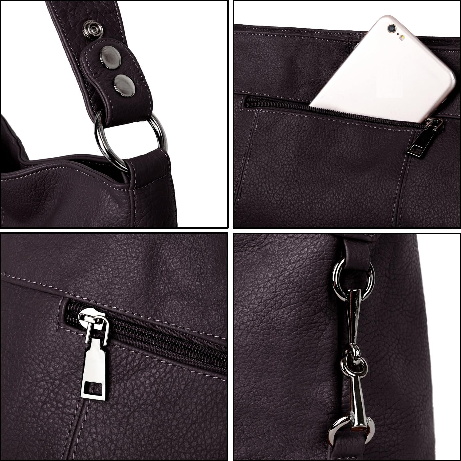 YALUXE Genuine Leather Shoulder Bags Stylish Hobo Handbags Purses Crossbody Bags for Women