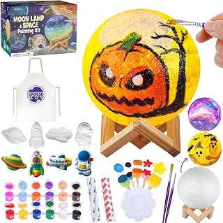 Paint Your Own Moon Lamp Kit, Halloween Gifts DIY Space Moon Night Light, Art Supplies Arts & Crafts Kit, Arts and Crafts for Kids Ages 8-12, Toys Girls Boy Birthday Gift Ages 3 4 5 6 7 8 9 10 11 12+
