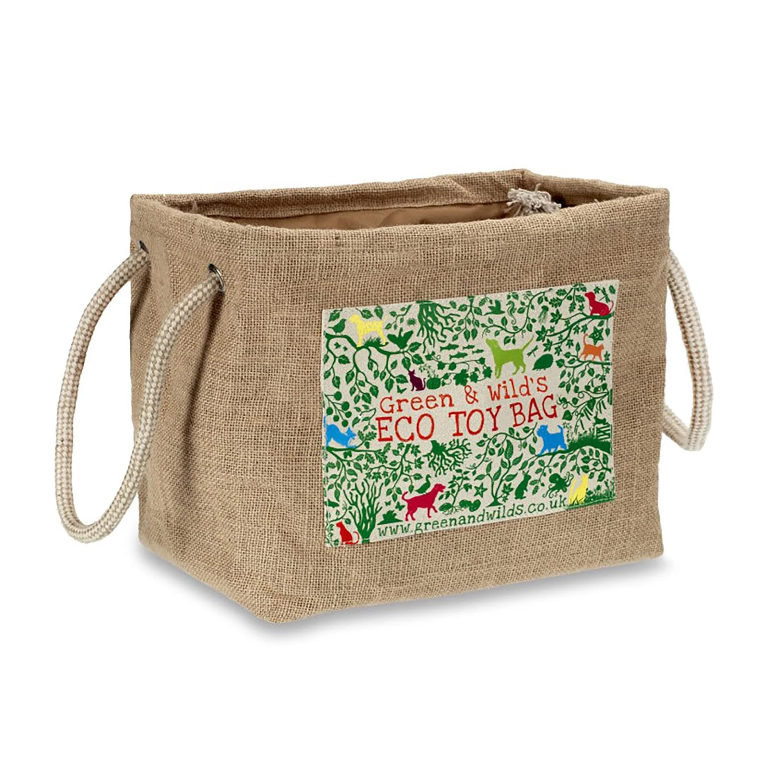 Green & Wilds Eco-Friendly Jute Dog Toy Bag - Toys Storage Bag
