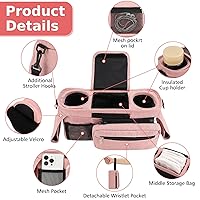 Vista 4 de Accmor Universal Stroller Organizer with Insulated Cup Holder Detachable Phone Bag and Shoulder Strap, Stroller Bag Caddy Organizer Accessories Fits