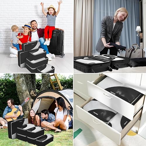 Miniatura 7 de OlarHike Juego de 6 cubos de equipaje para viajes, bolsas organizadoras de equipaje para accesorios de viaje, artículos esenciales de viaje, cubos