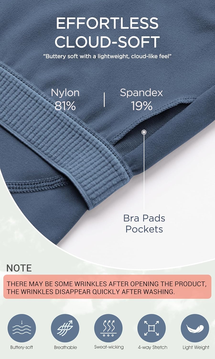 ODODOS Cloud Feeling Tank Bra for Women U Back Wirefree Longline Sports Bra Yoga Top with Removable Pads - Image 6