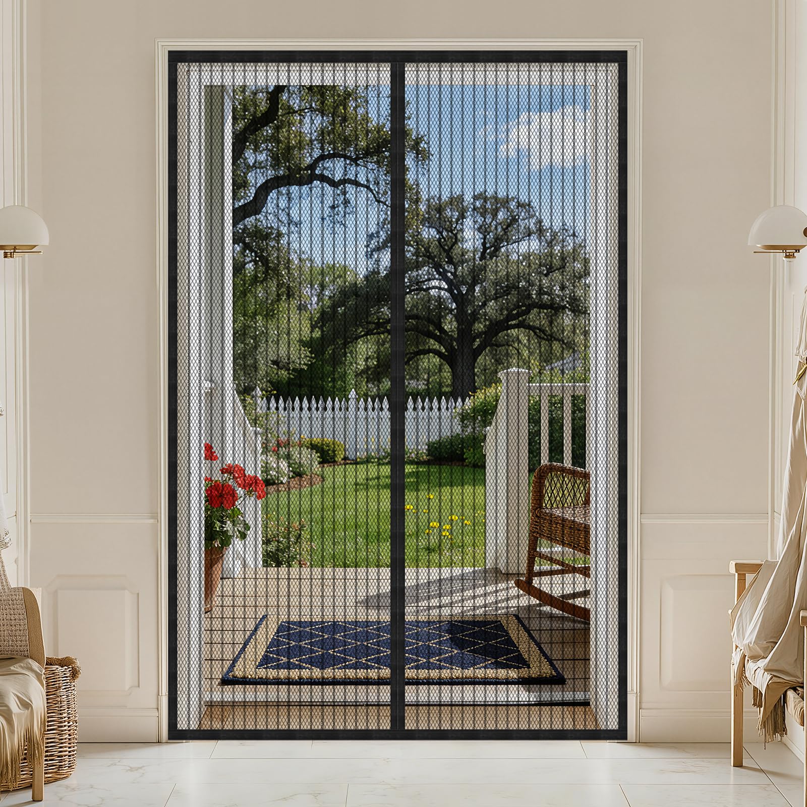 JIANJIAO Balcony Door Fly Screen Door Magnet, 120 x 200 cm, Black