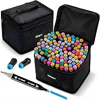 Canetas para Pintar Bobbie Goods 120 Cores – Canetinhas Ponta Dupla Brush + Fina, Secagem Rápida, Não Tóxicas, Estojo com Zíper e Alça – Kit Colorir Antiestresse