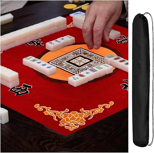 Miniatura 13 de Juexica Tapete Mahjong con bolsa, antideslizante, reducción de ruido, cubierta de mesa de juego de mesa, accesorios de mesa Mahjong, mantel de Azul