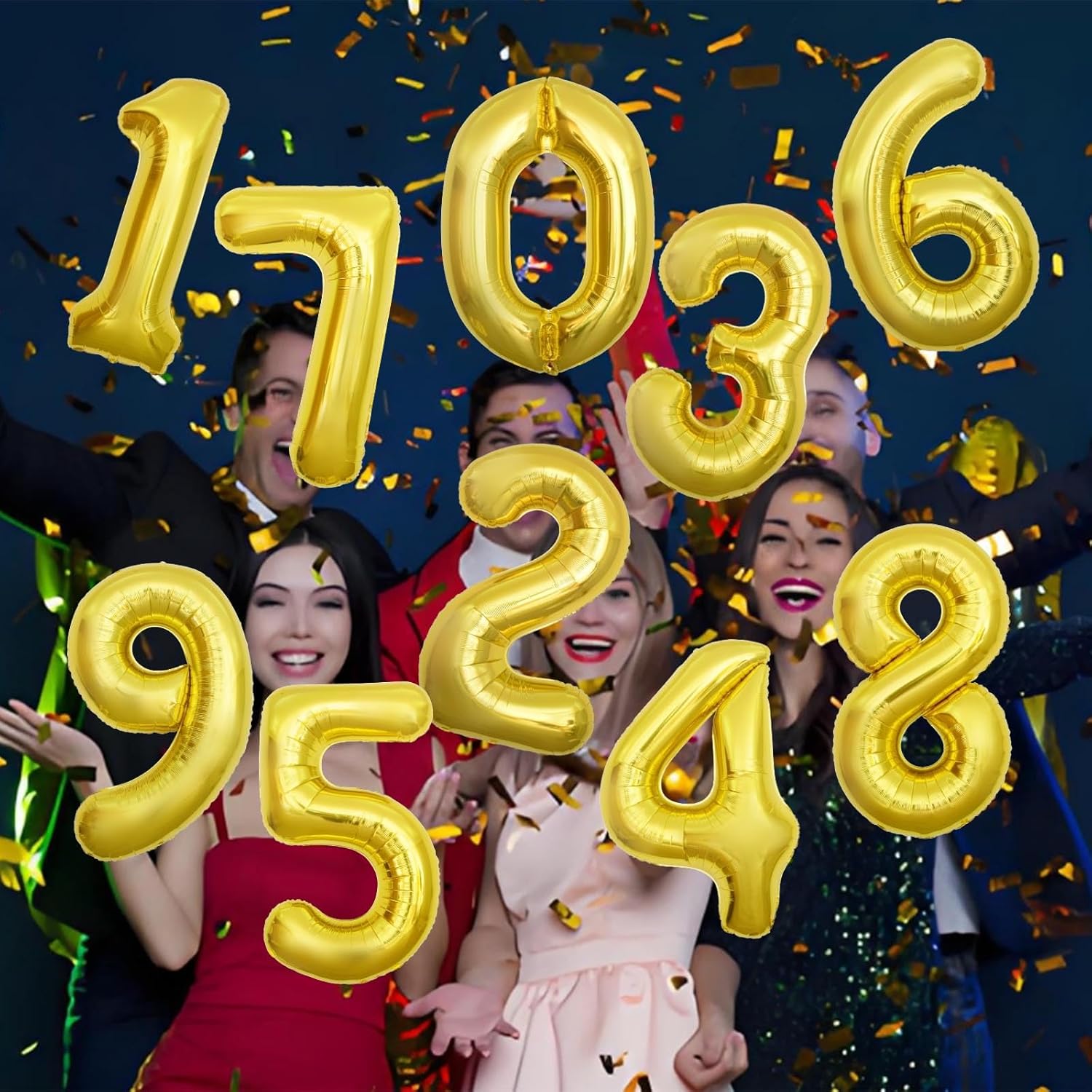 65 Inch Giant gold Foil Number Balloon,Old Children's Birthday Party Helium Balloon Wedding And Celebration Themed Party Decoration Supplies (1 Plus) - Image 7