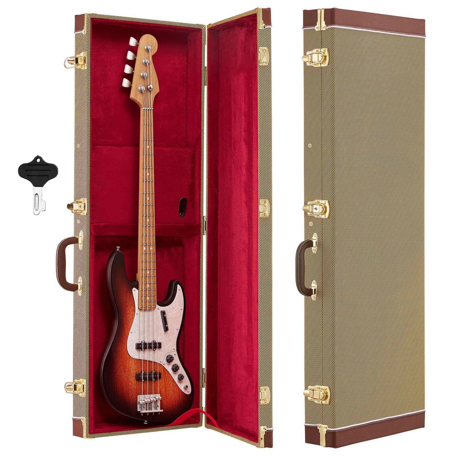 VEVOR Walizka na gitarę elektryczną 39" STT/Tele, 105 cm, walizka na gitarę z drewna, z zamkiem, wyściółką, kieszenią na akcesoria i kluczem, prostokątna twarda obudowa