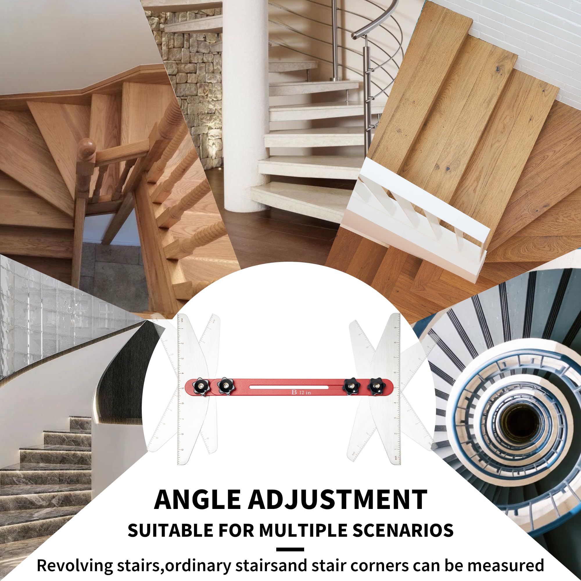 Outil Gabarit Réglable Pour Escalier - Alliage Aluminium - Mesure Longueur Et Angle - Pour Marches, étagères, Cloisons - 6