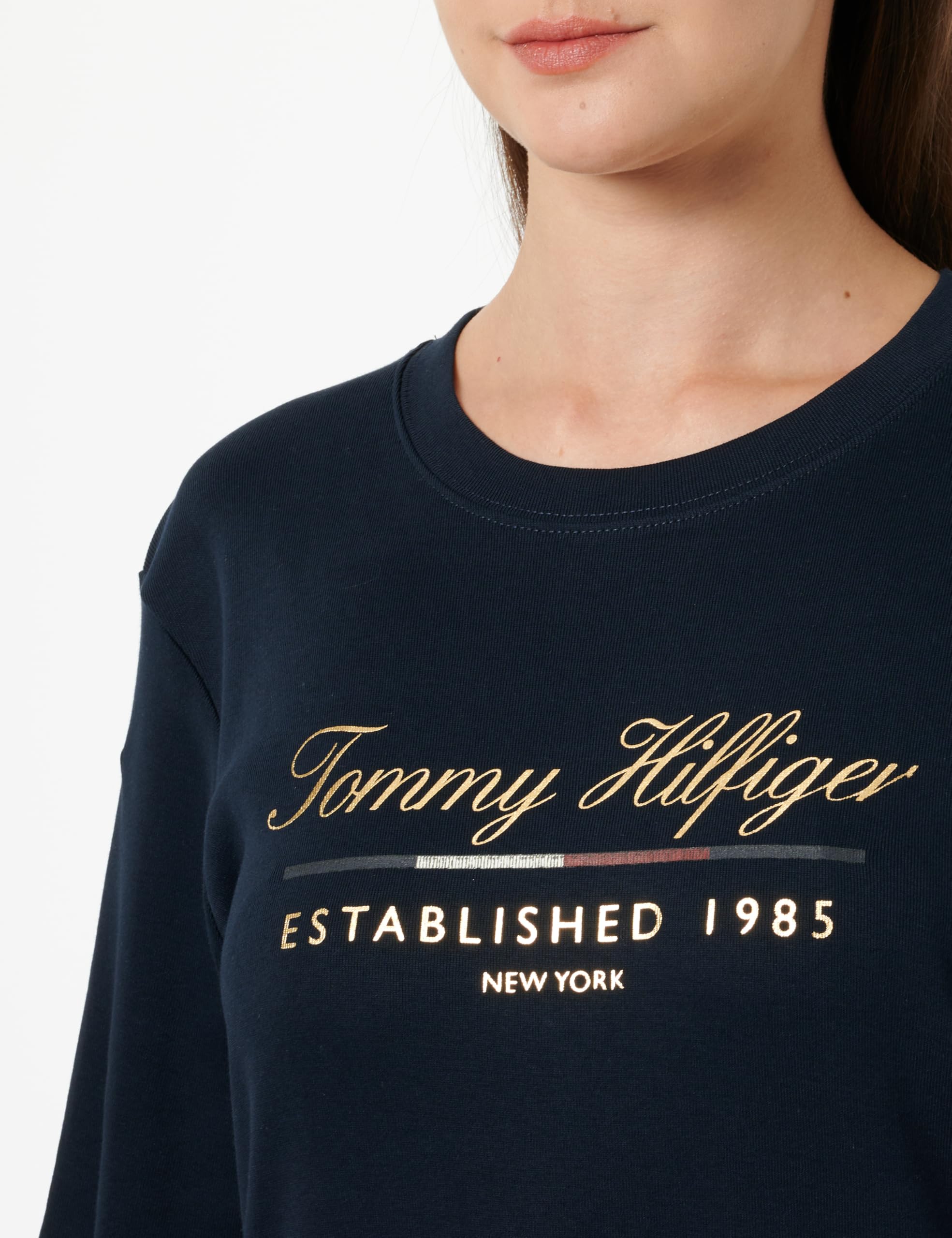 Tommy Hilfiger Donna Abito a T-Shirt Script Graphic Dress Maniche Corte