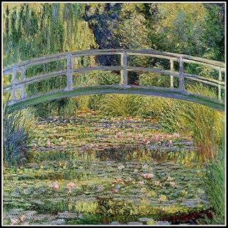 The Japanese Bridge The Water Lily Pond Painting by Claude Monet DIY Diamond Painting Kits for Adults, 5D Full Round Drill Diamond Painting Kit Embroidery Arts Home Decor