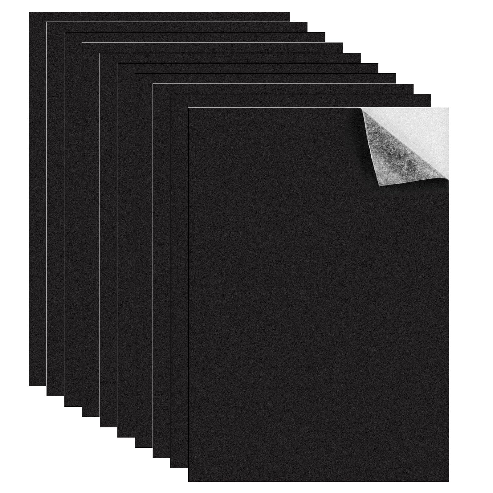 JIANTA Foglio di Schiuma Autoadesiva, 10 Pezzi 3mm Multi-Funzione EVA Gommapiuma Pads, Scheda di Schiuma Autoadesiva per Artigianato, Nero, 300mm x 210mm
