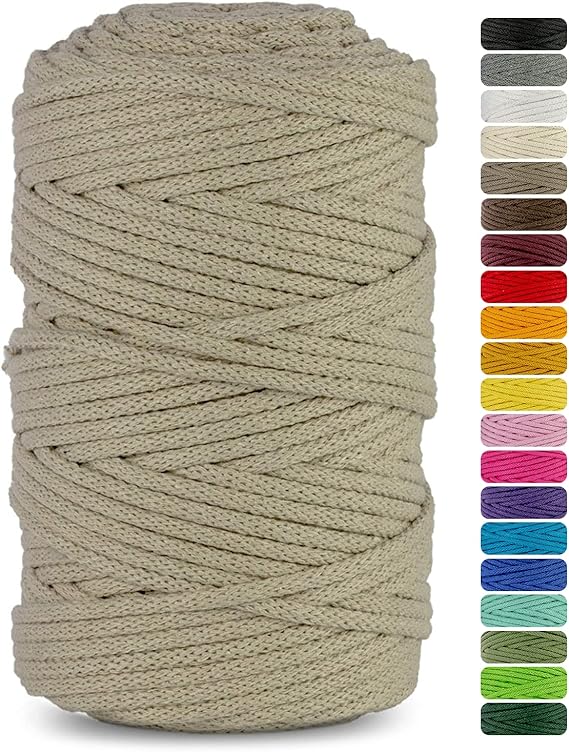 Pelotes De Laine,Rouleau De 100M De Cordon En Coton 100% Macramé De 3mm