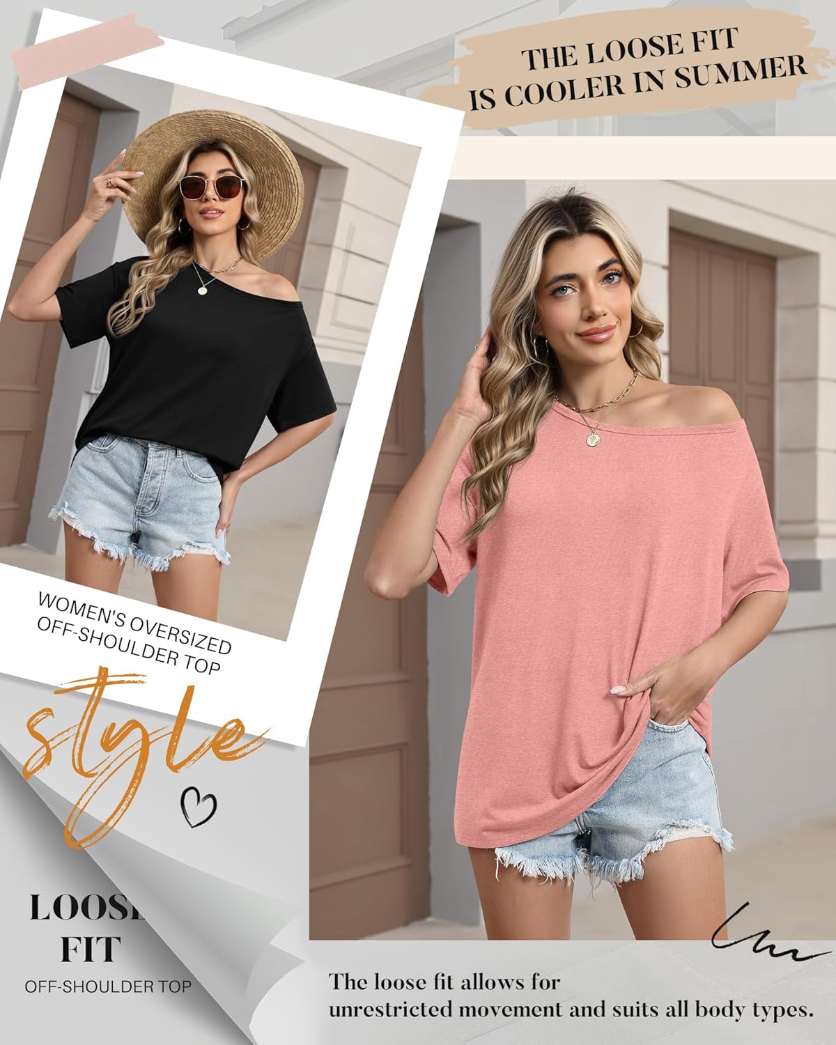 3 Pack Women's Off Shoulder Tops Oversized T Shirts Short Sleeve Casual Loose Tees Summer Basic Tunic - Image 5