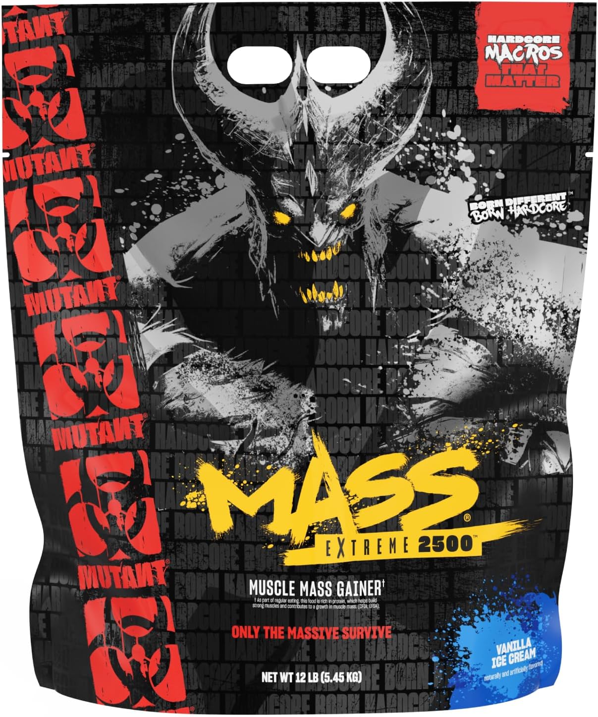 MUTANT Mass Extreme 2500 Gainer | Whey Protein Powder | Build Muscle Size and Strength | High Density Clean Calories | 5450 g | Vanilla Ice Cream