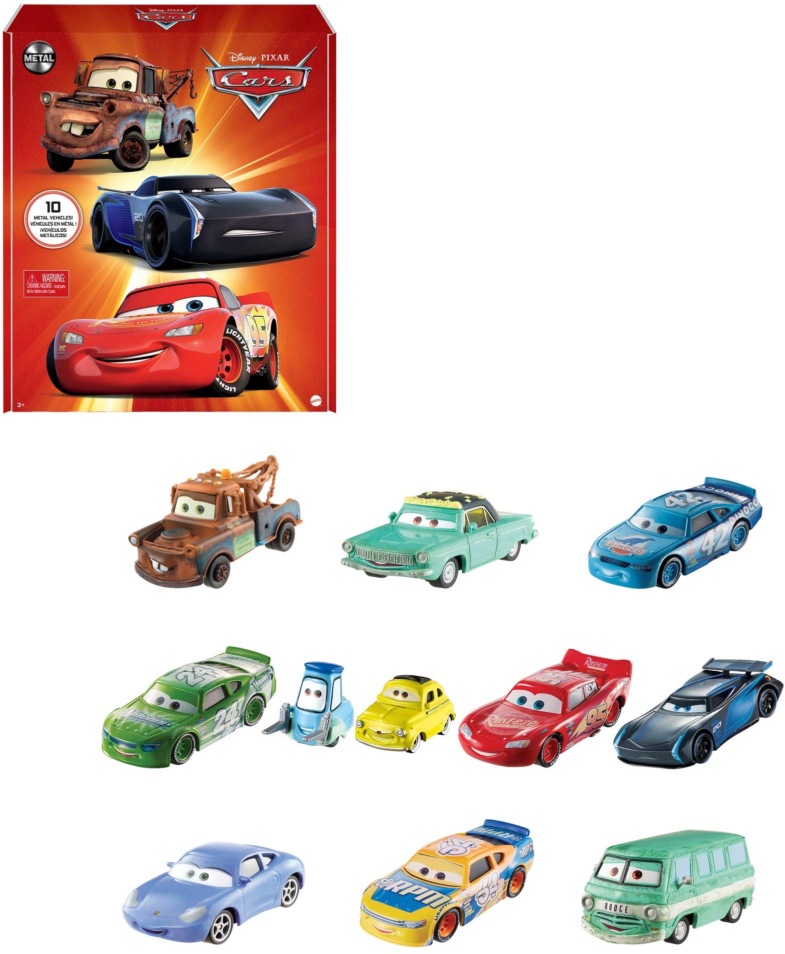 Disney Pixar Cars DieCast Mini Racers 10Pack Vehicles, Miniature