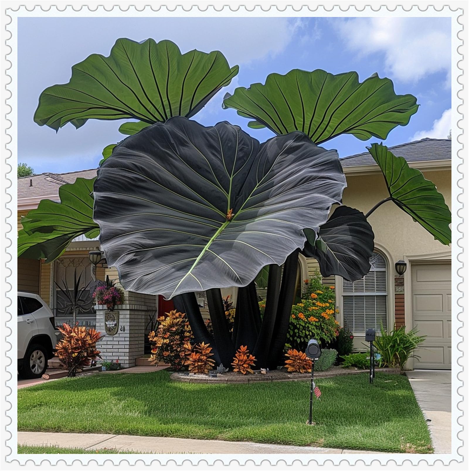 Greening Flower, Natural Organic, Cut Flowers, Good for Containers, Excellent Display, Alocasia Bulbs for Planting, Elephant Ear Bulbs for Planting-5 Bulbs-D