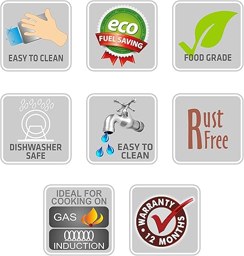 Miniatura 5 de Sumeet Juego de 4 utensilios de cocina de acero inoxidable de tamaño pequeño a pequeño con parte inferior plana de inducción y estufa de gas, apto