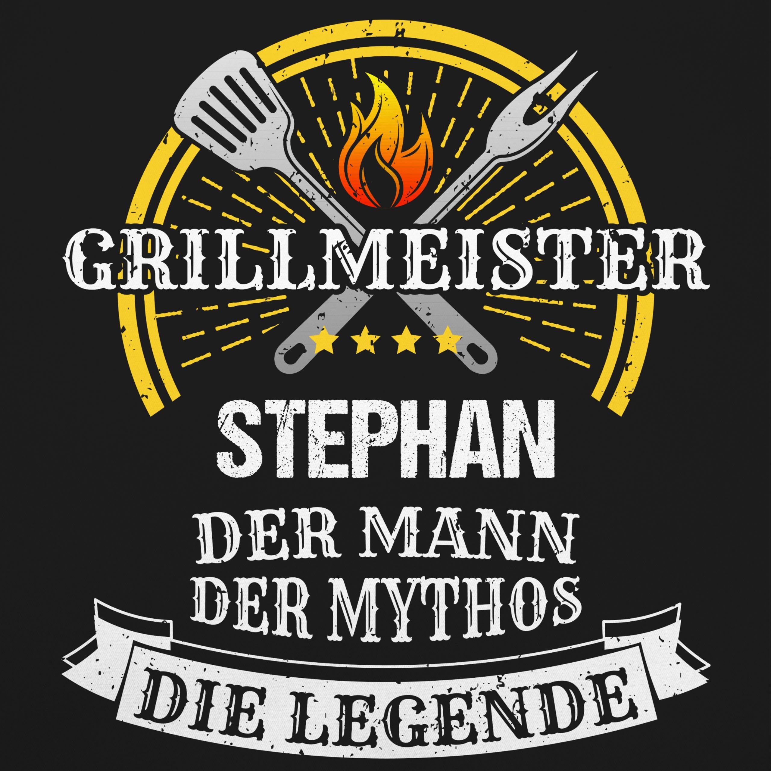 Geschenk mit Namen personalisiert by Shirtracer - Schürze - Grillschürze Herren Männer - Grillmeister Mythos Die Legende mit Name I Vatertag I Geburtstag I Lustig Geschenk Witzig Grillen