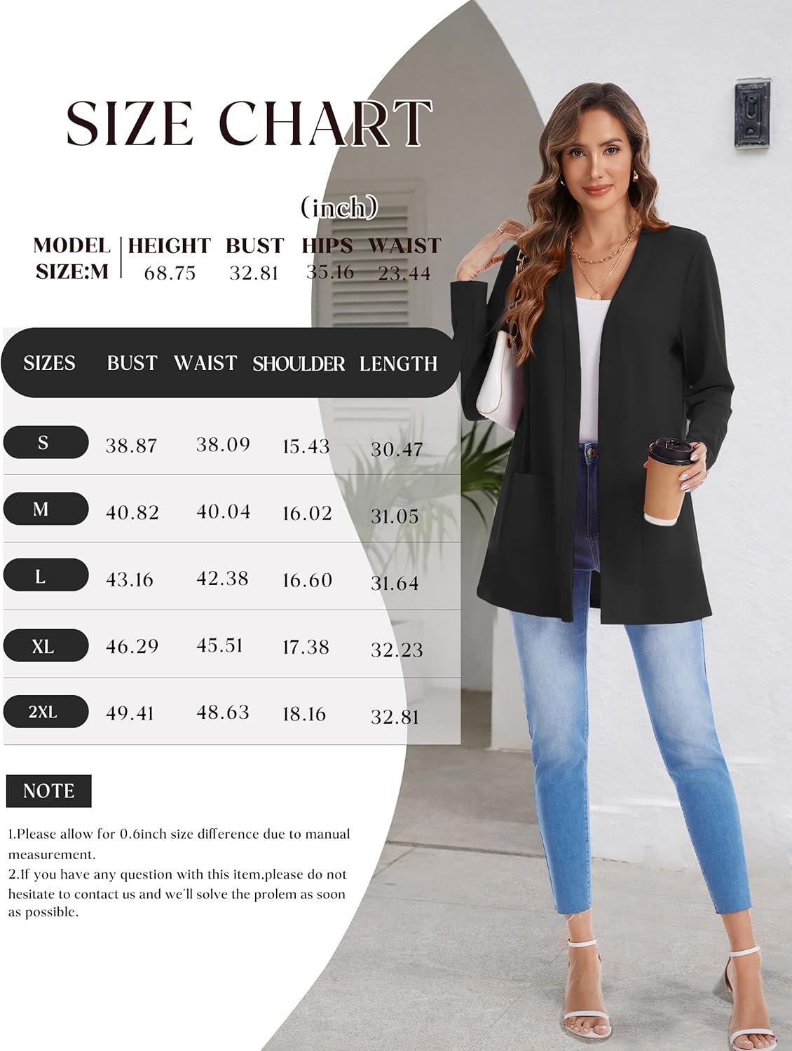Womens Long Sleeve Cardigan Lightweight Open Front Fashion Cardigans with Pockets Holiday Travel - Image 6