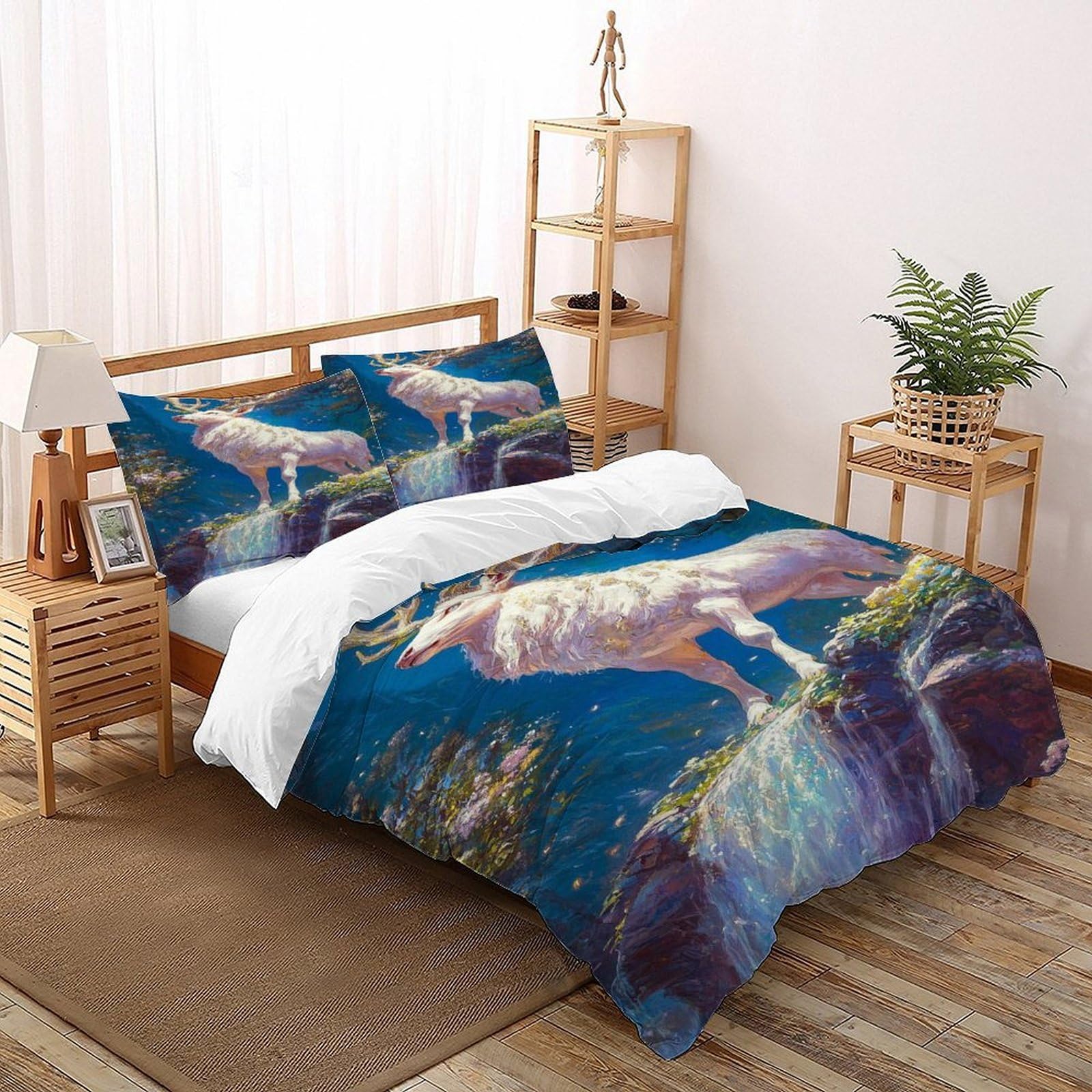 Parure de couette cerf blanc anti-acariens 260x220 cm pour protéger votre literie grand format