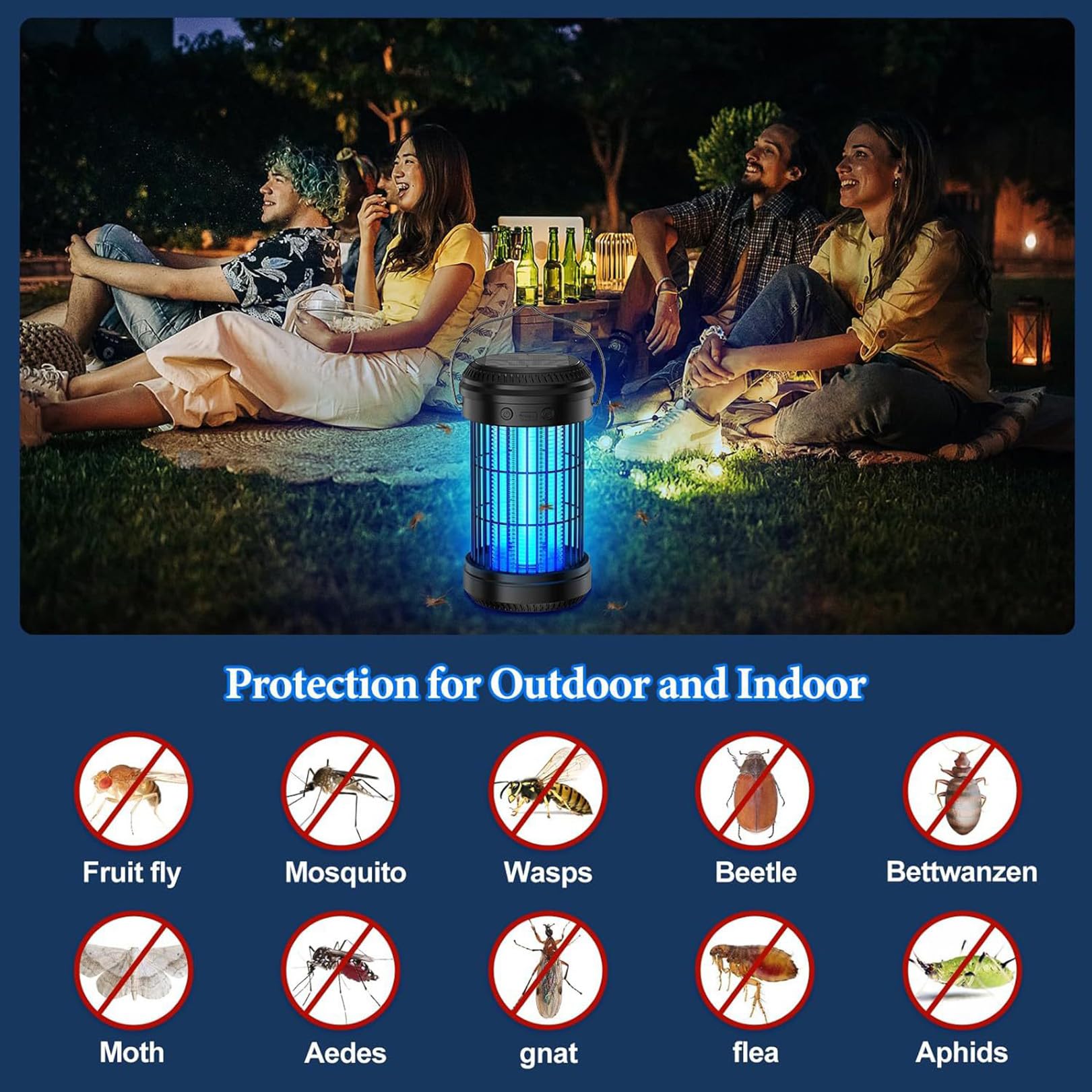 Solare | Zanzara Killer | Trappola per zanzare | 3 in 1 LED Portatile Flashbeam | Repellente per zanzare all'aperto | Insetticida con Batteria Repellente per zanzare Elettrico,Black-1pcs