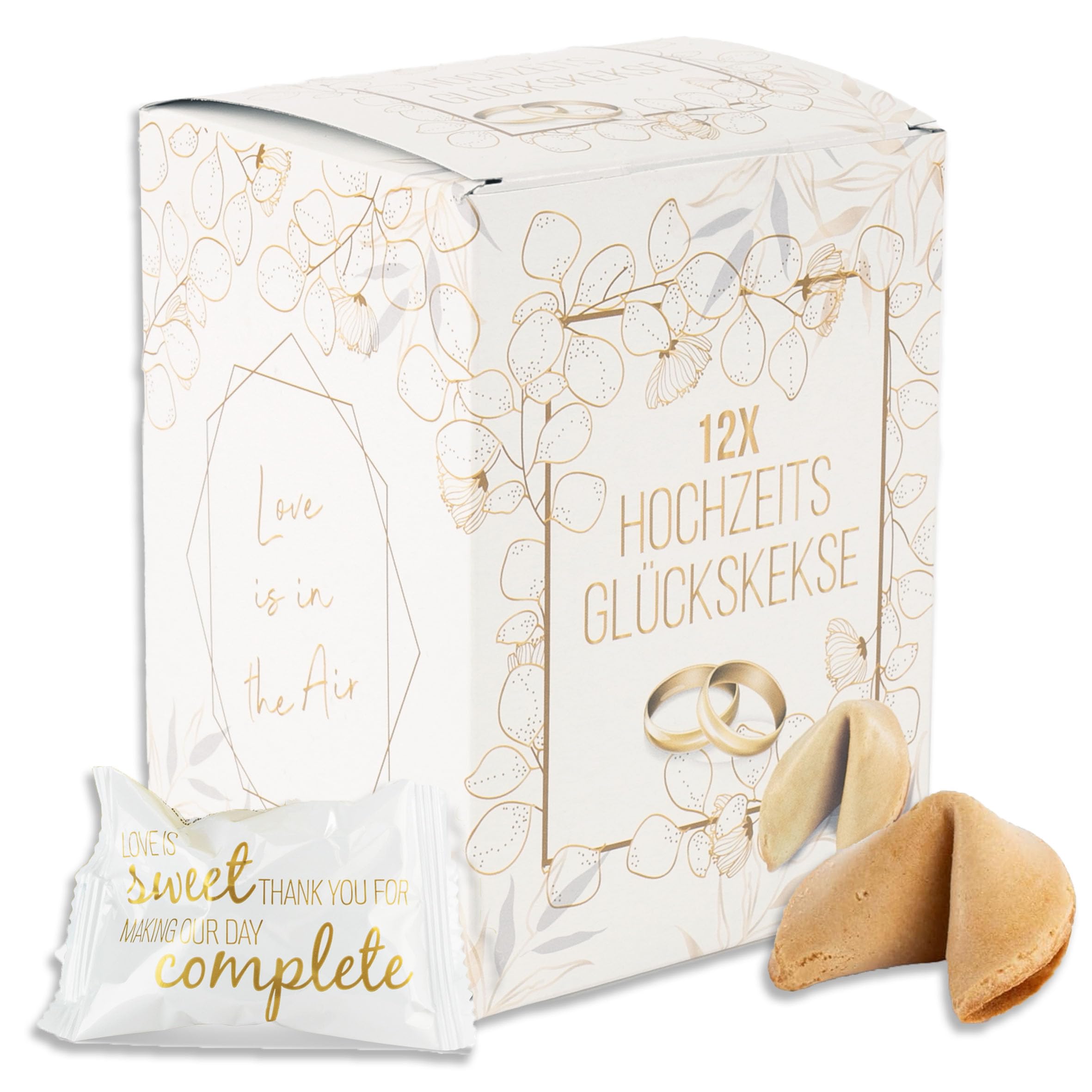 FOOD crew 12 x Glückskekse Hochzeit - Einzeln verpackt - Geschenkideen für Hochzeitspaar - Geschenk Hochzeit und Verlobung - Hochzeitsgeschenk Deko - Gastgeschenke Hochzeit - Made in Germany