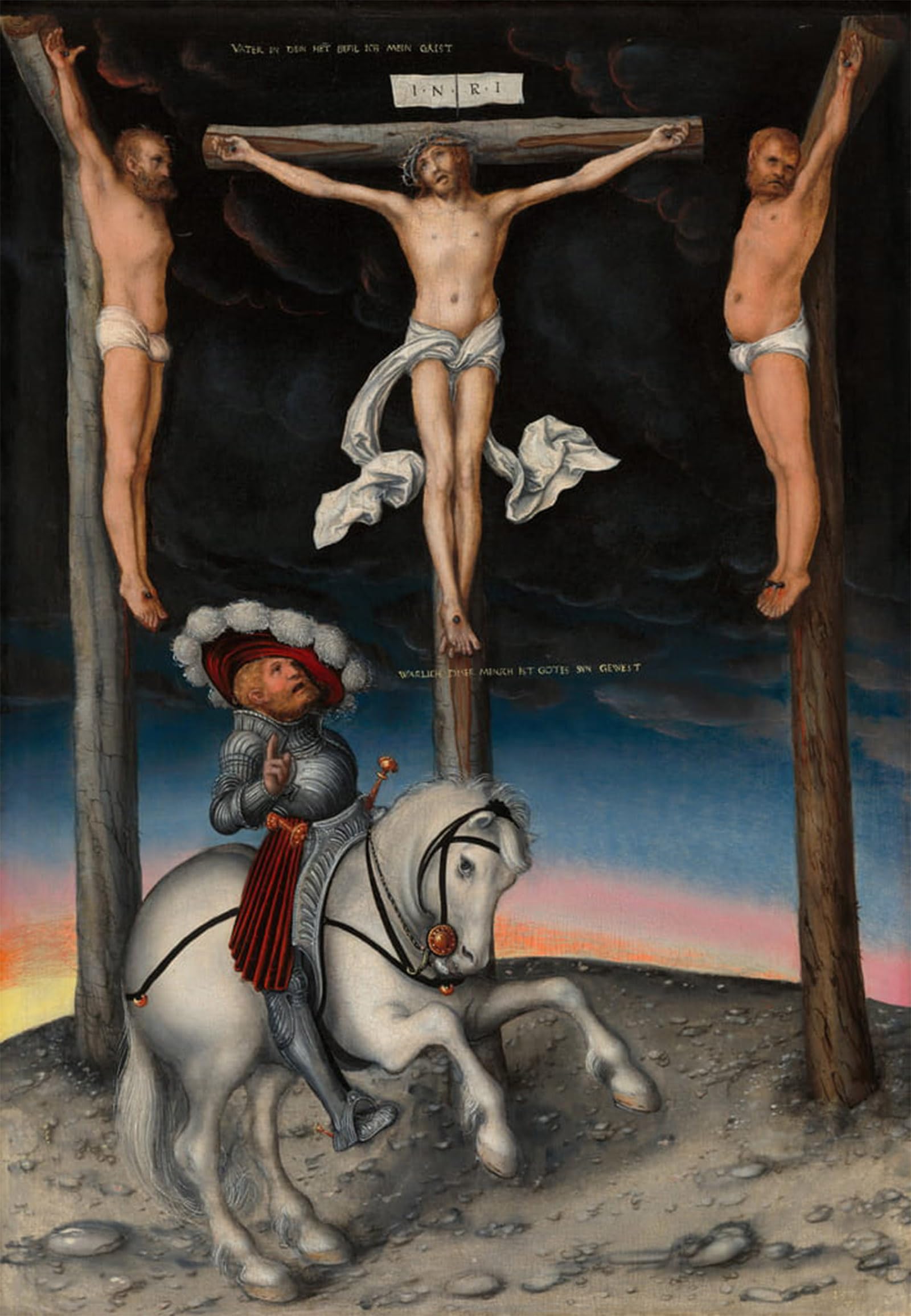 POSTERIIk Famous Animal Posters Vintage Picture the Crucifixion with the Converted Centurion by Lucas the Elder Cranach Modern Wall Decor for Home Decor 60x90cm