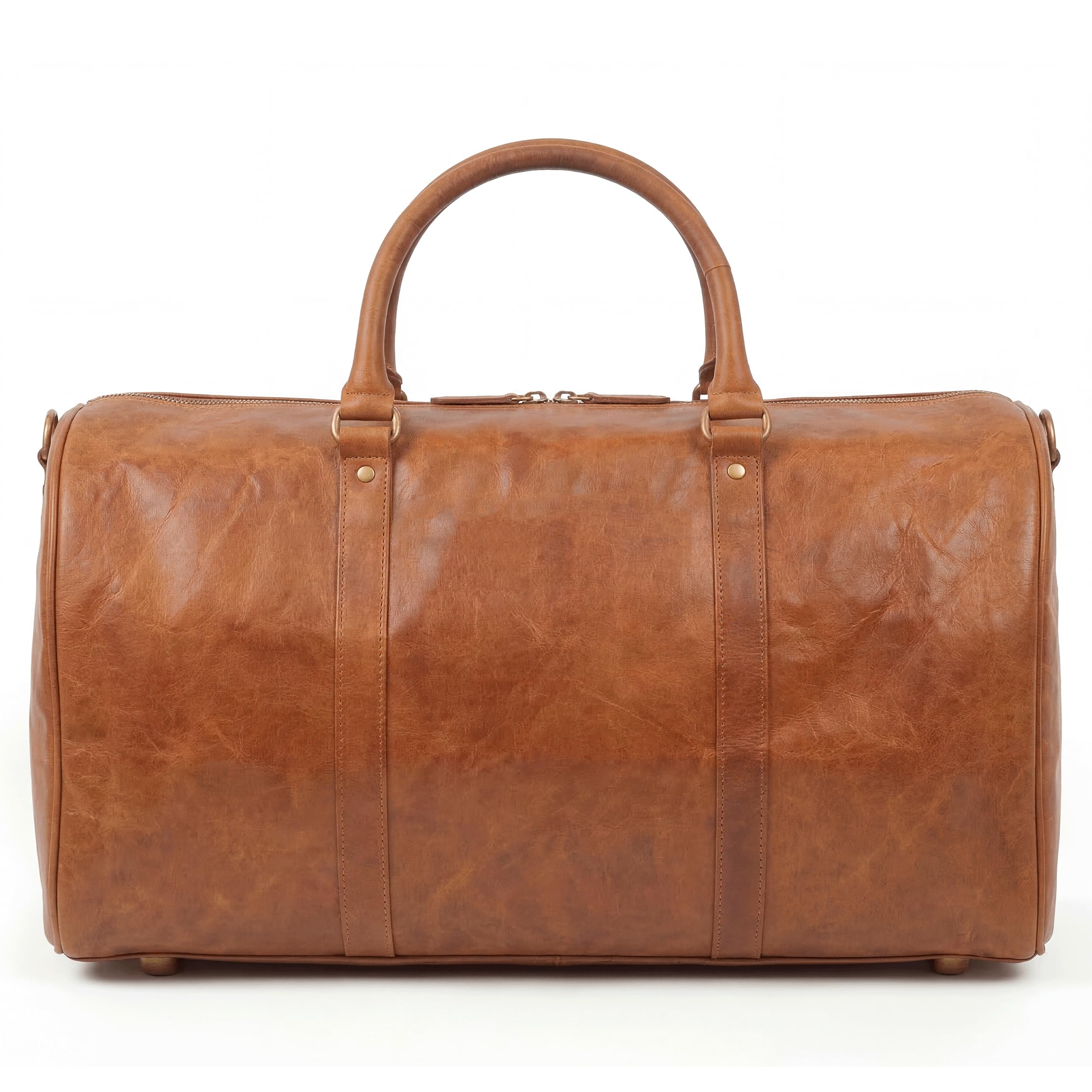 SID & VAIN Grand sac de voyage en cuir véritable - Grand sac de sport SKYLER - Bagage à main Weekender avec bandoulière - Sac en cuir pour homme et femme - Marron - Fait main, marron avec compartiment