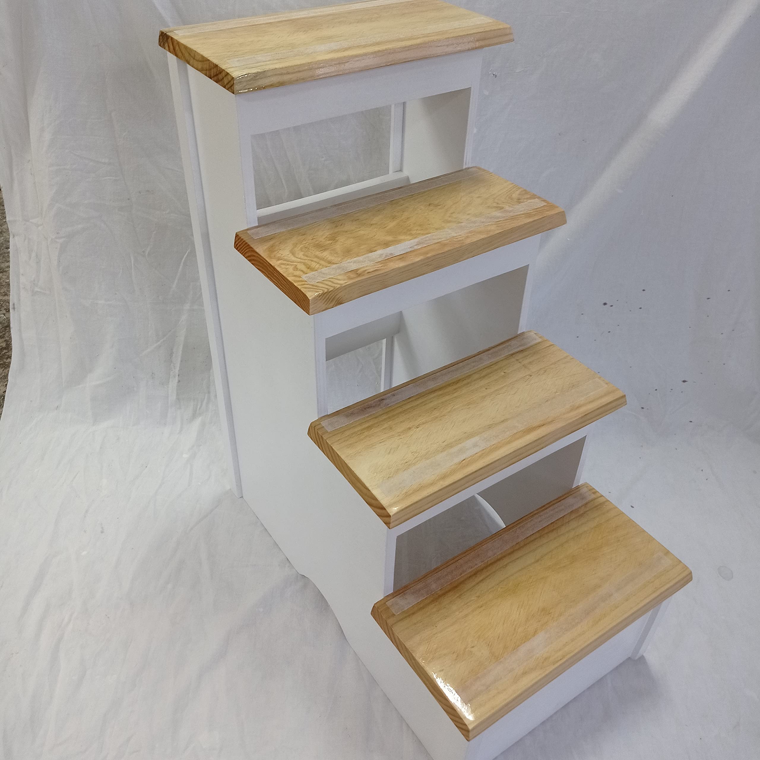 Escalera Fija de 4. Madera. 80x65x40. Grande. 80 cm de Alto. Servicial y Muy Decorativa