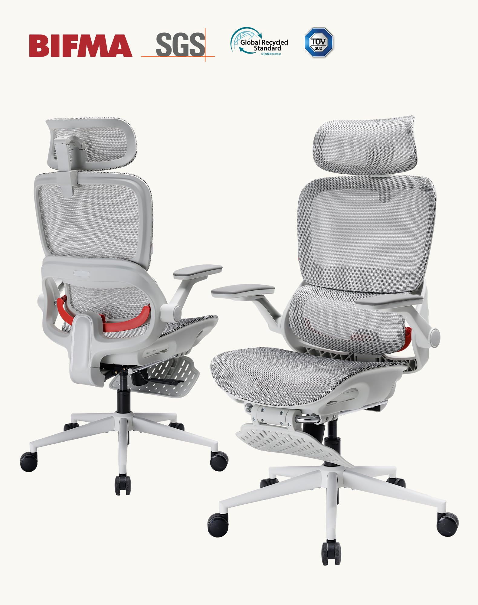 SIHOO B100 PRO Ergonomic Mesh Office Chair with Footrest view 3