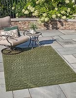 Vista 18 de Unique Loom Outdoor Trellis Textured Collection - Alfombra espacial (2 x 3 pies, rectangular, aguamarina y marfil)