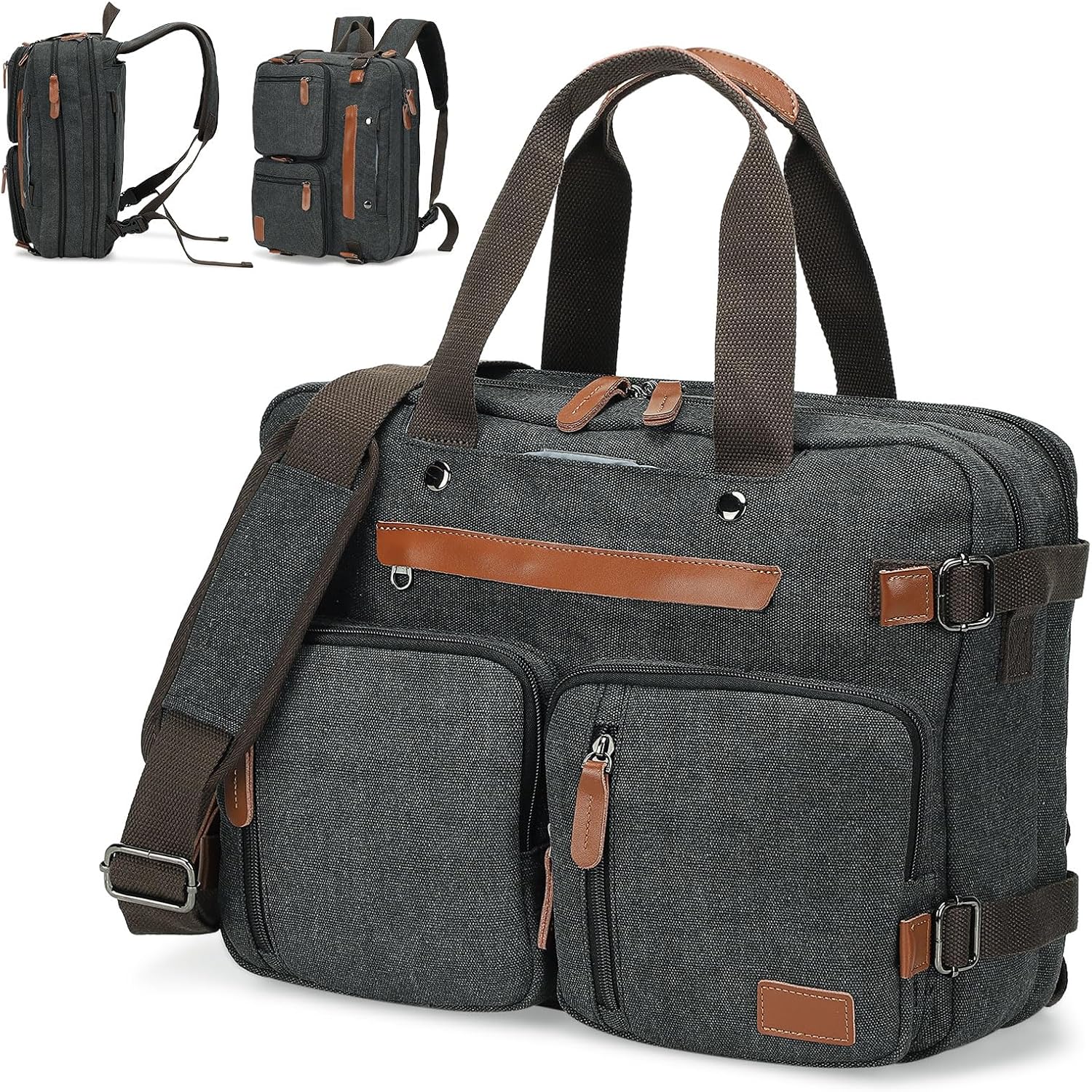 Canvas Laptop Backpack for Men, Versatile 3-in-1 Design and Pockets for Organized Storage