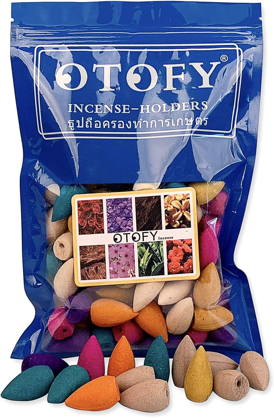 120 PCS Backflow Waterfal Incense Cones, 8 Mixed Natural Scents India, Osmanthus Jasmine Tulip Lavender Sandalwood Rose Cone for Backflow Incense Burner Holders (120pcs/Bag)