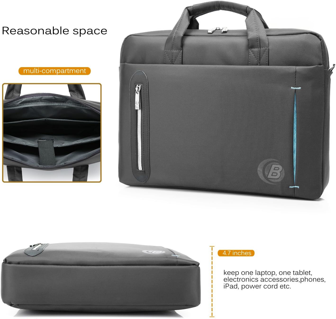 CoolBELL 15.6 inch Laptop Bag Messenger Bag Multi-compartment Briefcase Oxford Nylon Shoulder Bag For Laptop/Ultrabook/HP/Acer/Asus/Lenovo/Men/Women (Grey)
