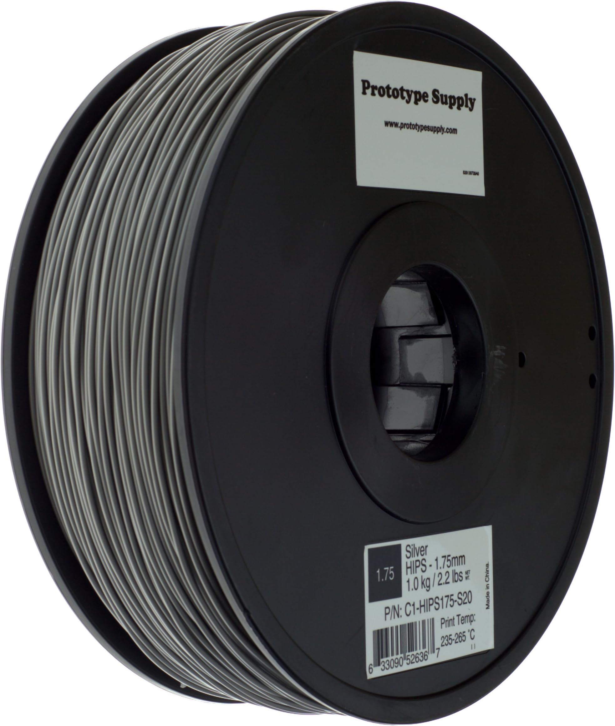 1.75mm HIPS Silver 3D Printing Filament, 1kg (2.2 pounds)