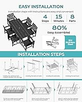 Vista 5 de Mesa de comedor rectangular para exteriores, mesa de polietileno de alta densidad resistente para 6, mesa de patio resistente a la intemperie