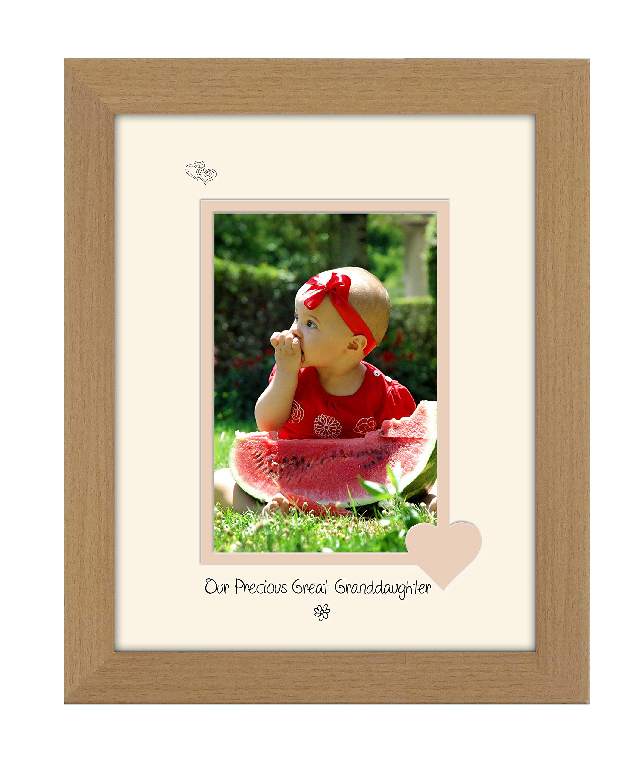 Photos In A Word Oak Finish Frame Cream Mount Beige Inside Great Granddaughter Photo Frame Our Precious Portrait Double Mounted Quality Gift 1044F (Oak Finish Frame Cream Mount Beige Inside)