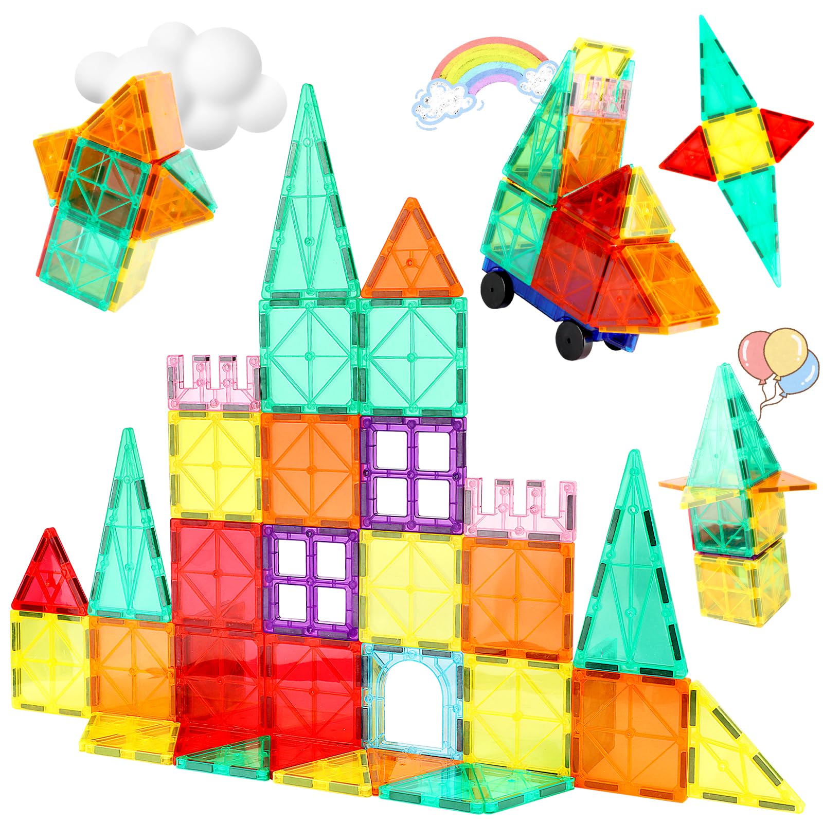 mysoler Magnetische Bausteine Magnetbausteine Magnetische Fliesen STEM Kinderspielzeug Magnet Sensorisches Spielzeug, Magnet Bauspielzeug Montessori Spielzeug für 3+ Jahre Kleinkind Jungen Mädchen