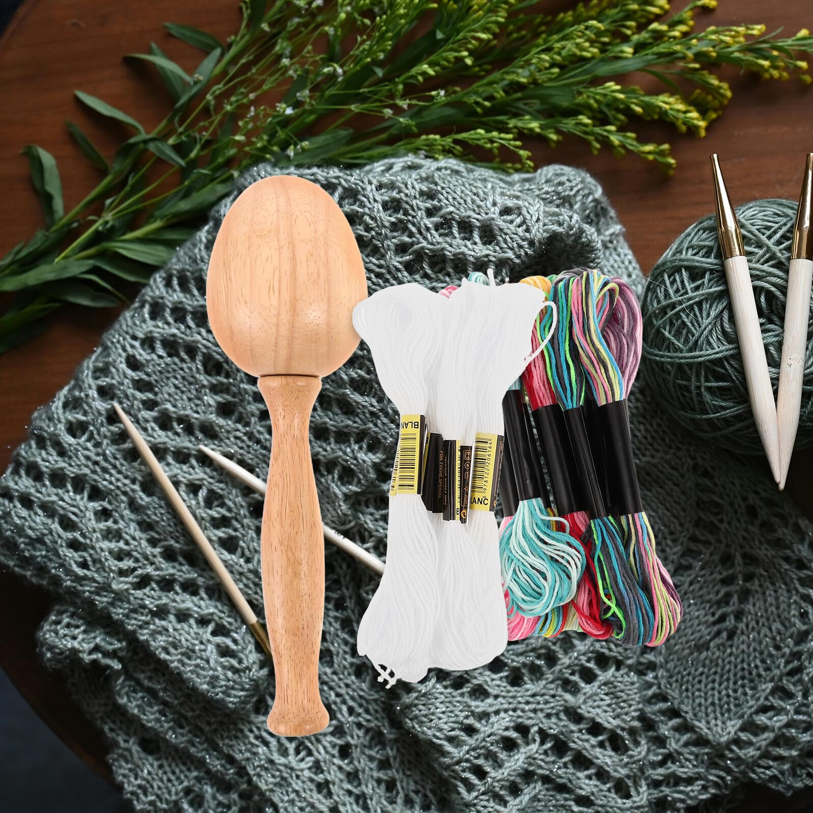 Juego de Herramientas de Crochet en Forma de Huevo, 1 Set | Prendas y Jeans Vaqueros, Madera Plástico Metal, Uso Doméstico Diario y Costura Creativa Color Aleatorio
