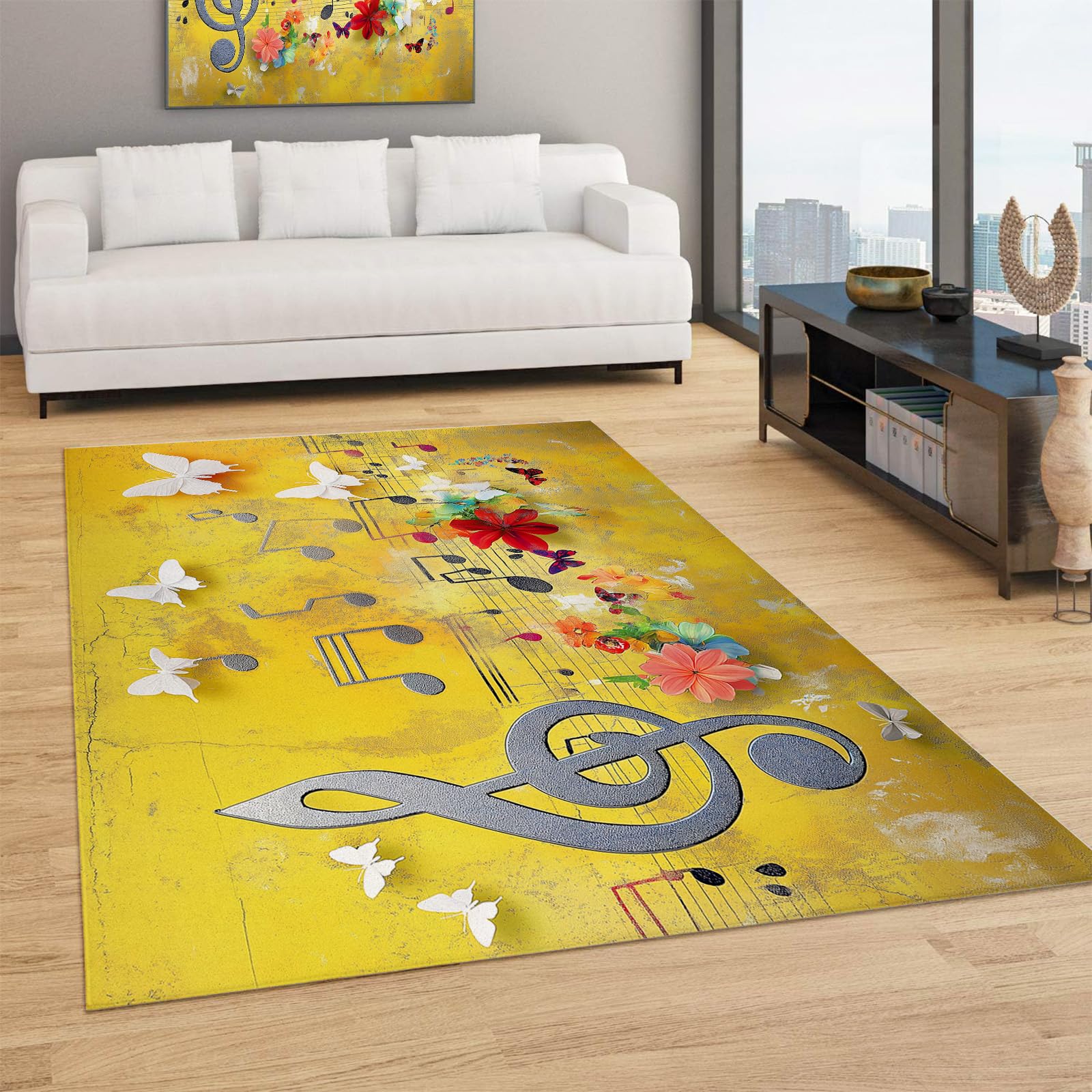 Tapis de chambre doux au design papillon blanc et finitions haut de gamme