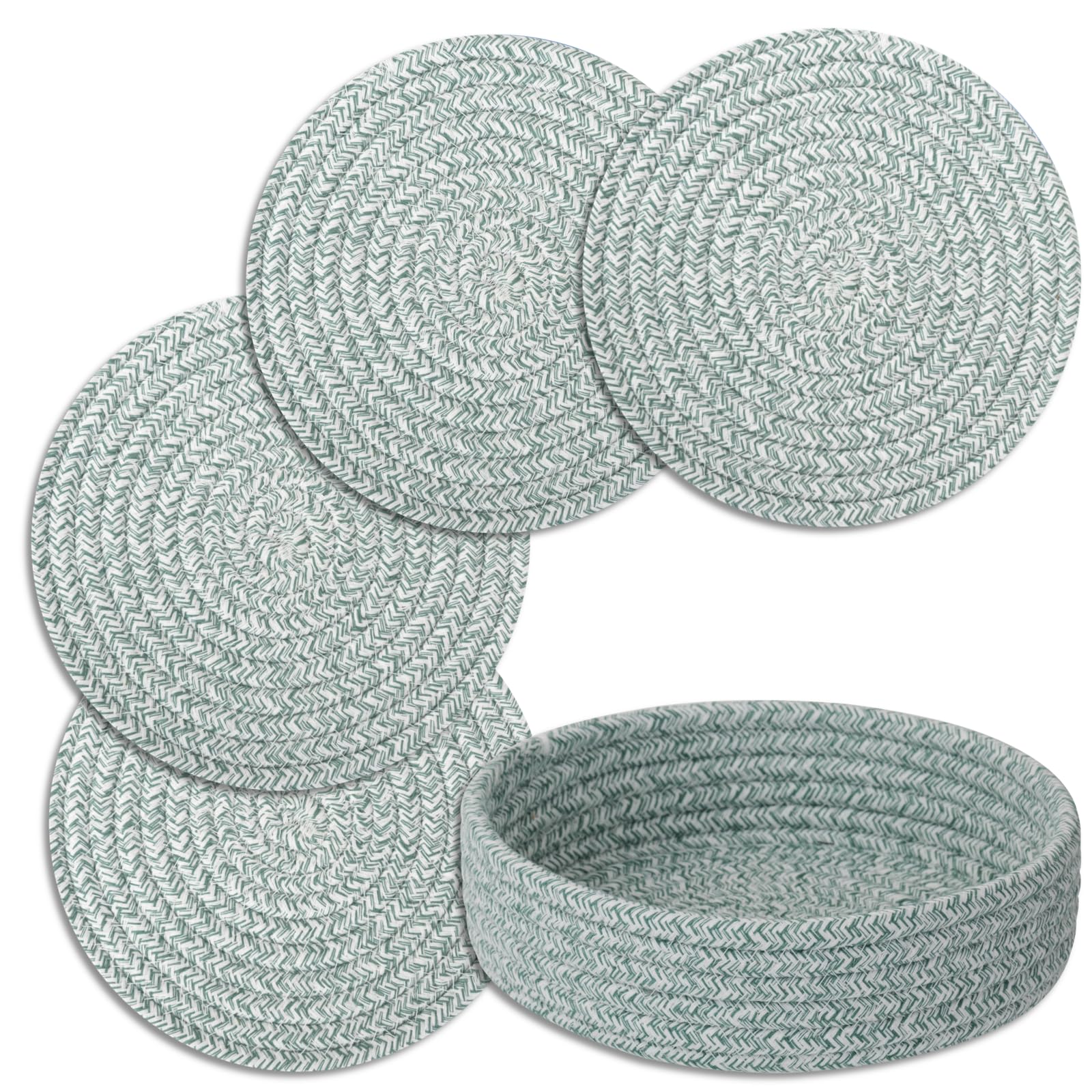 Trivets for Hot Dishes, Pots and Pans, Heat Resistant Hot Pads with Storage Basket, Pot Holders for Kitchen Countertop, Trivet Mats Home Essentials