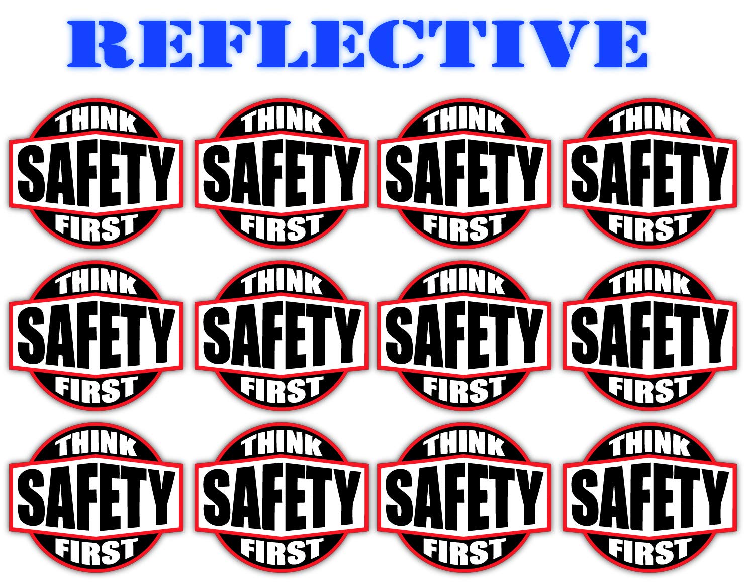 Buy 12 Pack Reflective Think Safety First Hard Hat Stickers