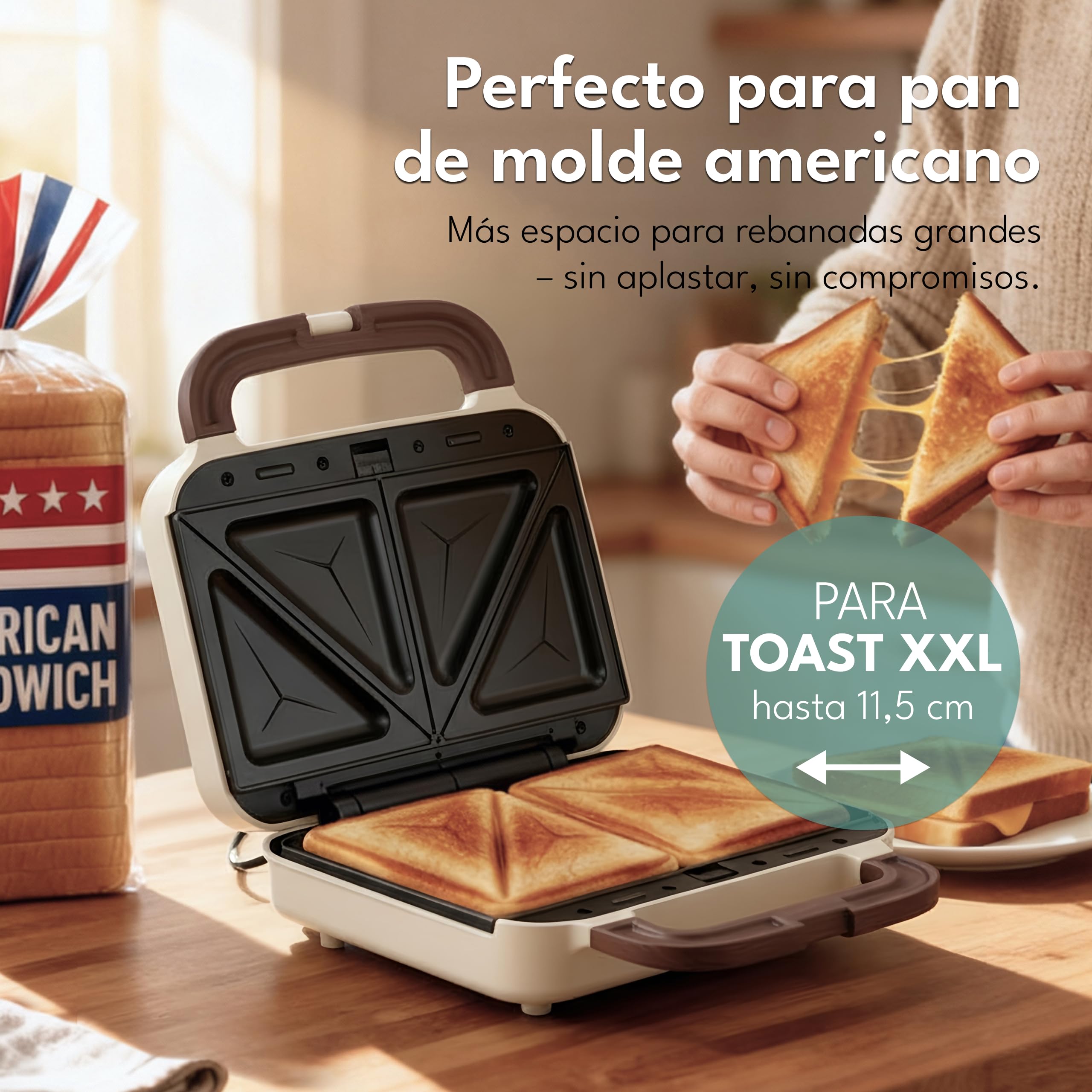 LEBENLANG Sandwichera 3 en 1-750W Incl. 3 insertos para Parrilla, Sándwich & Gofres I Sandwich toaster Sandwicheras Sanduicheira 3 em 1 Plancha Sanwichera 2 Sandwich Tostadeira Sanducheras Sandwich