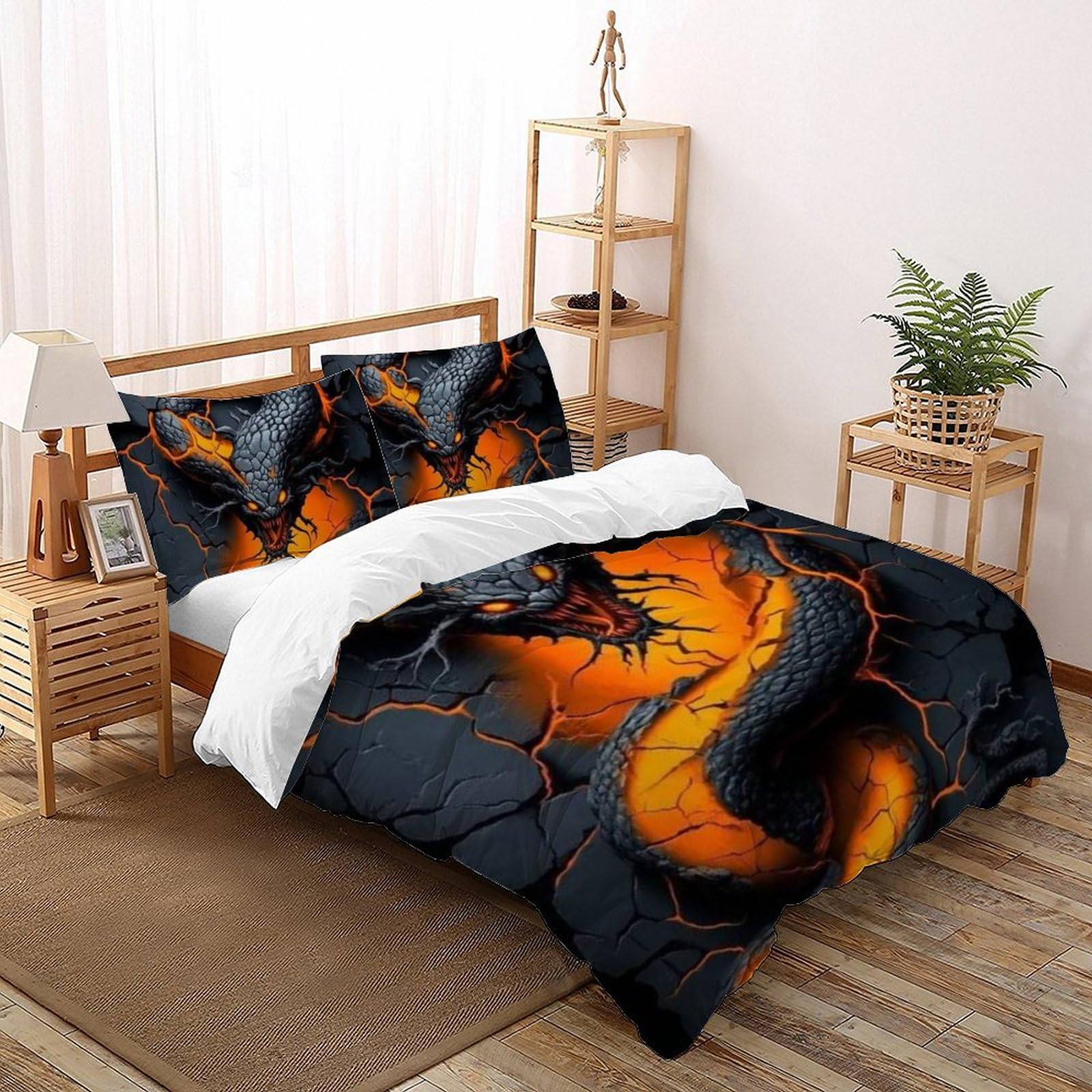 Housse de couette python 3D le cadeau idéal pour le lit double d'un garcon